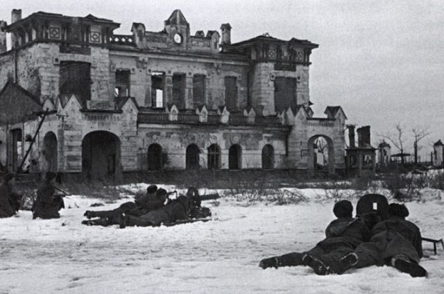 Ametralladoras Maxim del 110 Cuerpo de Fusileros en Pushkin. 21 de enero de 1944
