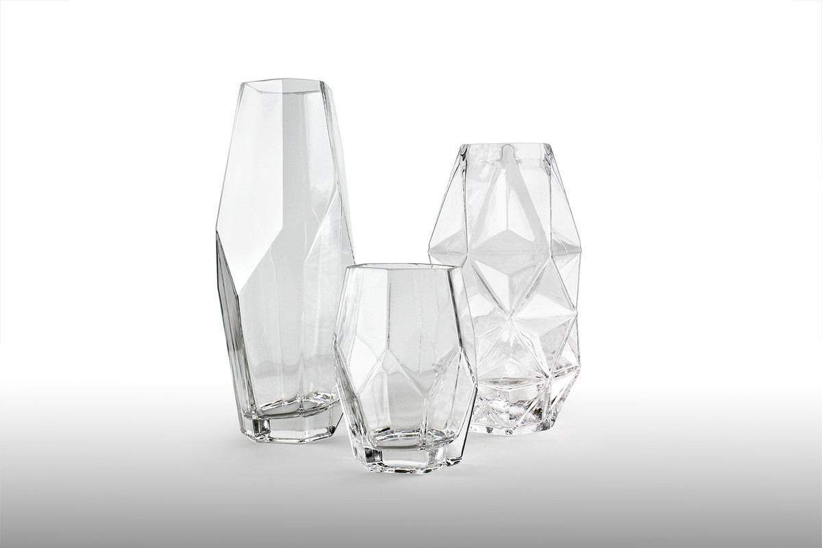 Geometric Faceted Gem Glass Vases